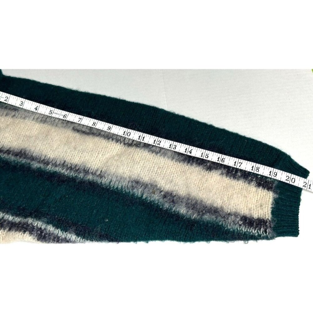 J Riggings Wool Lana Sweater New River Co Green Striped GrandPa Large Hong Kong - Picture 5 of 10
